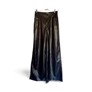 🆕 SOCIAL TOURIST Black Faux Leather Wide-Leg Ultra High Rise Pants. Size M. NWOT